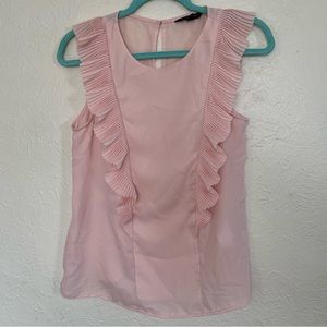 Banana Republic Pink Ruffle Sleeveless Blouse